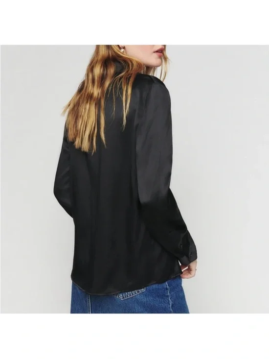 Reformation Sky Silk Top Black - Picture 6 of 9